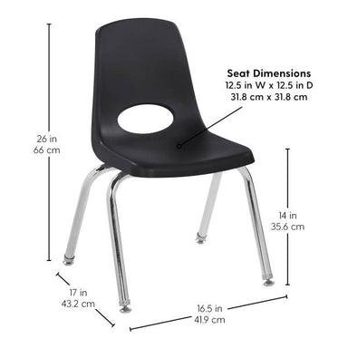 Factory Direct Partners 24" x 36" Petal Book Box Desk with Adjustable Standard Legs and 14" Stack Chair with Swivel Glides, 2-Pack/4-Piece Set - Chair dimensions