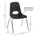 Factory Direct Partners 24" x 36" Petal Book Box Desk with Adjustable Standard Legs and 14" Stack Chair with Swivel Glides, 2-Pack/4-Piece Set - Chair dimensions