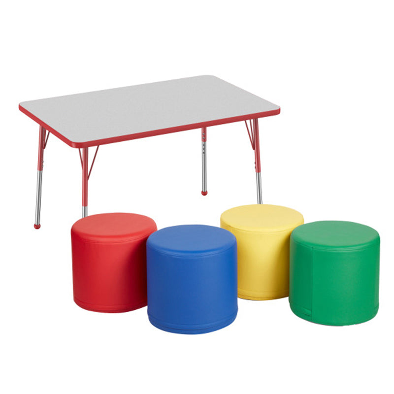 Activity Table Rectangle T-Mold with Ottomans, 5-Piece Set
