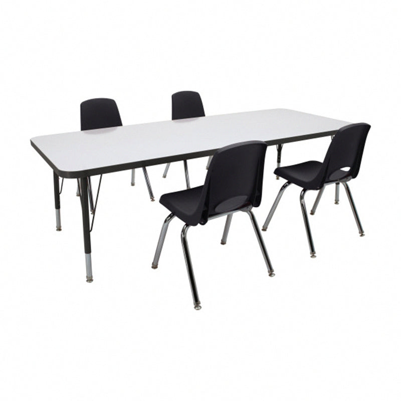 Dry-Erase Activity Table with Stack Chairs, 5-Piece Set