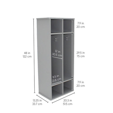 Factory Direct Partners Laminate 2 Section Coat Locker Front View With Dimensions