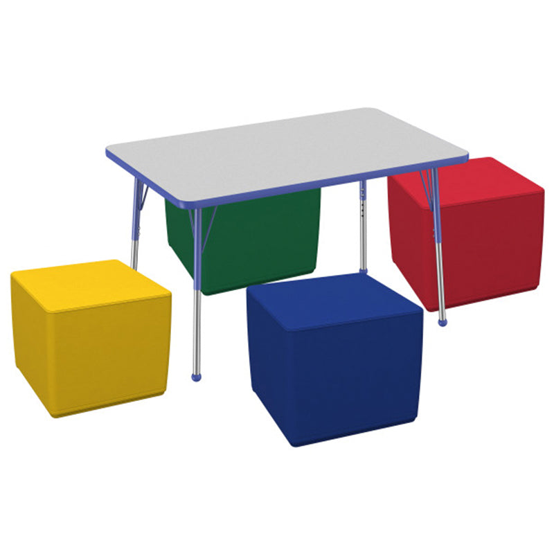 Activity Table Rectangle T-Mold with Ottomans, 5-Piece Set