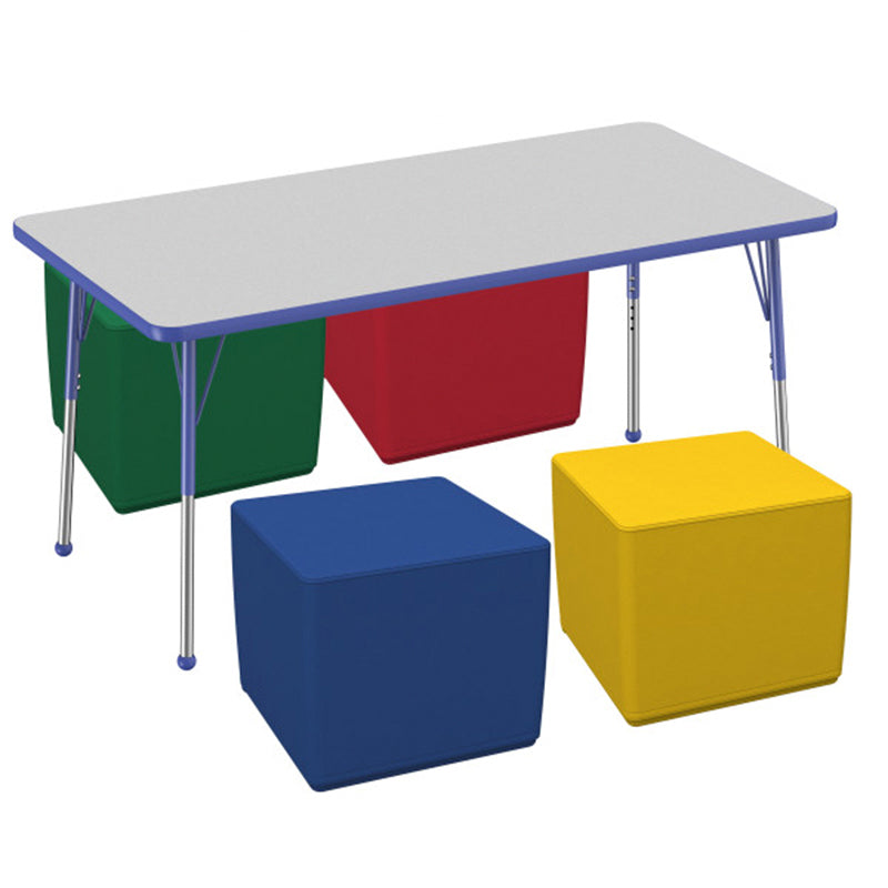 Activity Table Rectangle T-Mold with Ottomans, 5-Piece Set